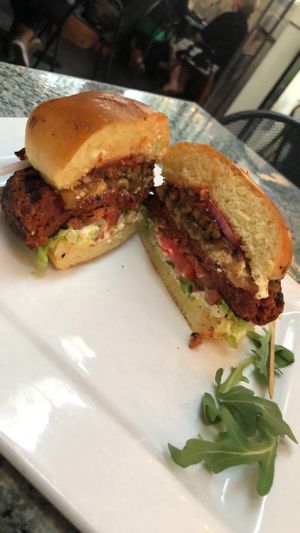 Black n blue burger  at Darbster in West Palm Beach