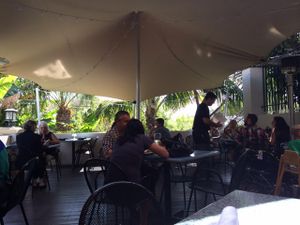 outside under the canopy at Darbster in West Palm Beach