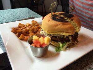 Brunch Black & Bleu Burger at Darbster in West Palm Beach