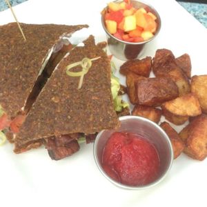 BLT sandwich with home fries.  at Darbster in West Palm Beach