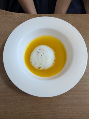 Squash soup with the set at Cafe Pony in Kumamoto