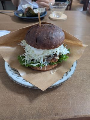 Katsu burger at Cafe Pony in Kumamoto