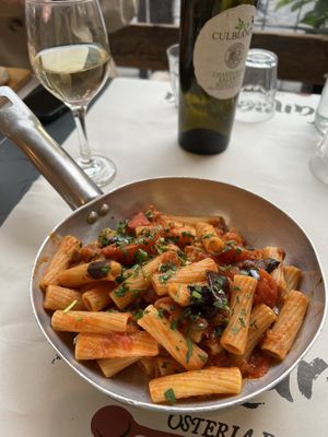 Pasta with eggplant and tomato   at Nannarella in Rome