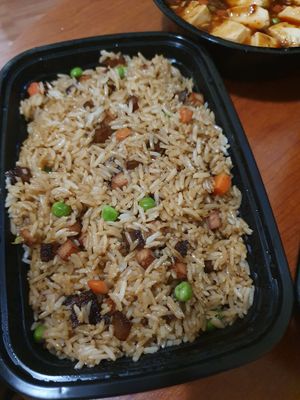 Vegan pork fried rice at Enjoy Vegetarian - Financial District in San Francisco