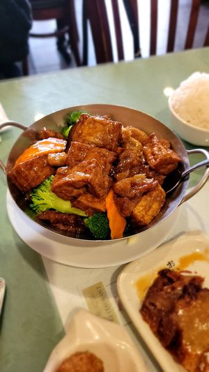 Tofu, broccoli, carrots mushroom at Enjoy Vegetarian - Financial District in San Francisco