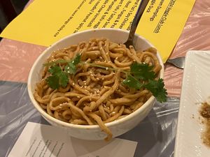 Tan tan noodle with spicy peanut sauce at Enjoy Vegetarian - Financial District in San Francisco