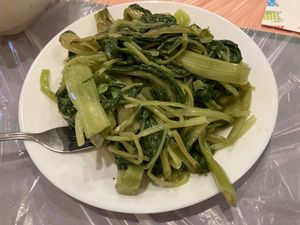 On choy (water spinach) at Enjoy Vegetarian - Financial District in San Francisco