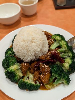 General Tsu w/ White Rice at Enjoy Vegetarian - Financial District in San Francisco