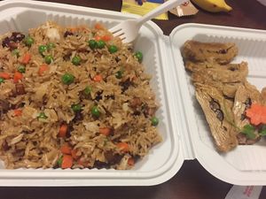 House Special Rice, with ham and pork. Duck slices   at Enjoy Vegetarian - Financial District in San Francisco