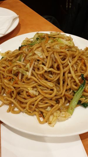 Vegetable chow mein at Enjoy Vegetarian - Financial District in San Francisco