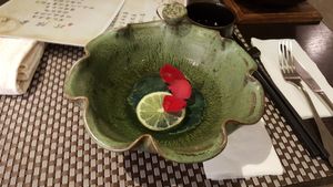 This fancy thing is for rinsing your hands. at Yangming Spring - 陽明春天蔬食 in Taipei