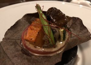 Mother flower with pumpkin  at Yangming Spring - 陽明春天蔬食 in Taipei