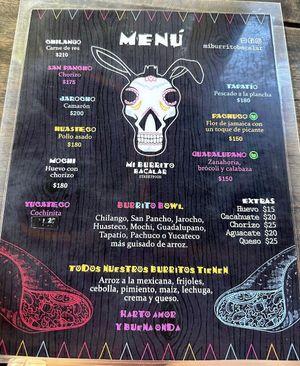 Menu  at Mi Burrito Bacalar in Bacalar