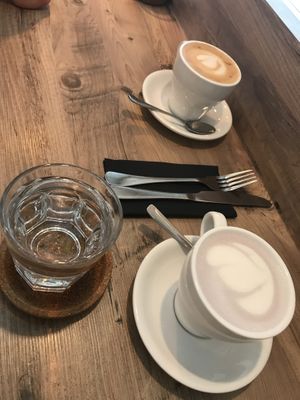 Purple sweet potato latte!  at Potts Coffee in Liverpool