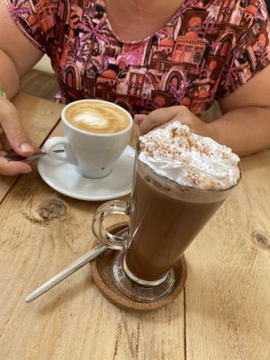Vegan coffee and hot chocolate with whipped cream. Choice of Oat, Soya, Coconut and Almond milk  at Potts Coffee in Liverpool