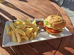 Beetroot and black bean burger at The Fat Duck in Te Anau