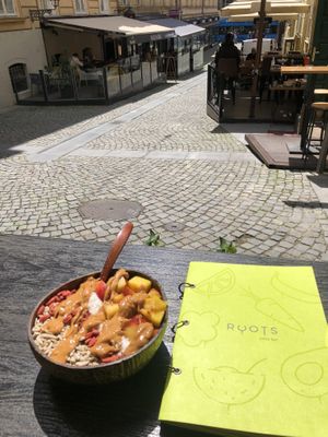 Açaí bowl with peanut butter  at Roots in Zagreb
