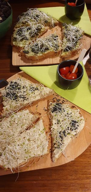 Hummus and avocado toasts at Roots in Zagreb