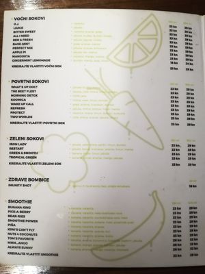 Lots of fresh-pressed juices at Roots in Zagreb