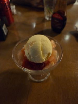 Sobremesa (salada de frutas com sorvete de creme) at Djapa Moema in Sao Paulo