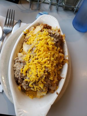 Loaded home fries at James Brown's Place in Rochester