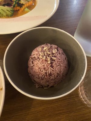 Purple sunflower rice  at Khu Khu in Auckland