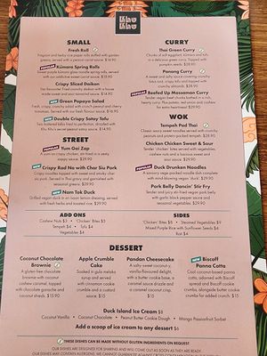 Menu January 2024 at Khu Khu in Auckland