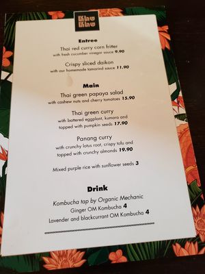 Menu  on Dec 14 at Khu Khu in Auckland