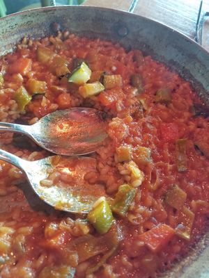 Veg paella at Quinto Quinta in Barcelona