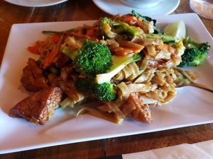 Drunken noodles (no egg) at Jatujak in Toronto