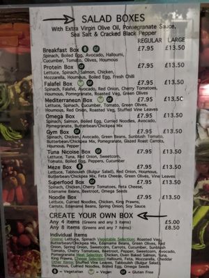 Menu at Salata in Ashford