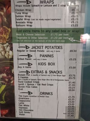 Menu at Salata in Ashford