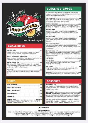 New menu. at Rad Apples in Dundee
