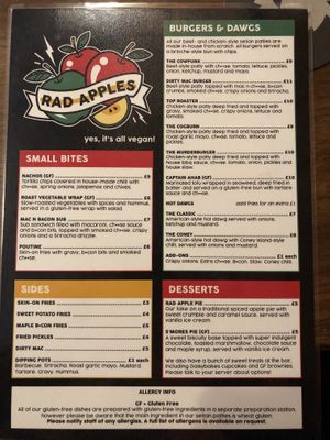 Menu at Rad Apples in Dundee