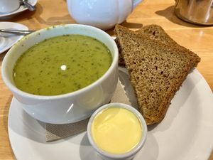 Soup of the day: pea and mint   at The Wild Flour in Newtonmore