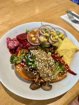 Fungi Thai baked sweet potato   at The Wild Flour in Newtonmore