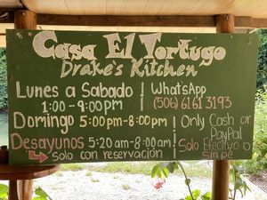 Contact & hours  at Casa el Tortugo in Drake Bay