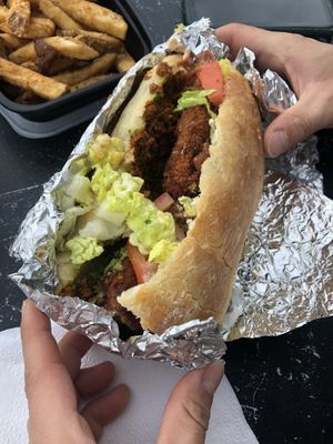 The fireball (vegan Buffalo chicken, jalapeño poppers, lettuce, tomato)  at Crust and Crumble in Asbury Park