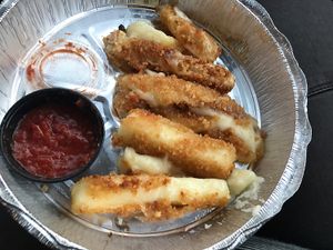 vegan mozzarella sticks to-go at Crust and Crumble in Asbury Park