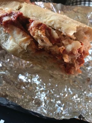 vegan chicken parm at Crust and Crumble in Asbury Park