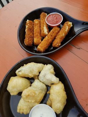 vegan jalapeno poppers & mozzarella sticks at Crust and Crumble in Asbury Park