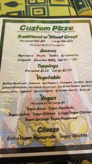 Vegan menu page 4 at Crust and Crumble in Asbury Park