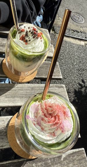 Sakura Matcha Latte  at Whyte - VENUTS in Tokyo