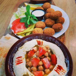 Hummus and falafel at Max Falafel in Norrkoping