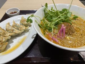 Gyoza and sesame tantanmen  #Veganuary at NRT - T's Tantan - T1 in Narita
