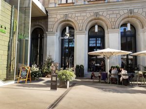 Exterior and outdoor seating) at Sora Sushi in Zurich