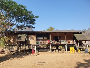 Restaurant at Green Climbers Home in Thakhek