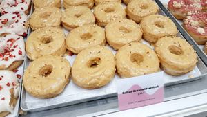 Display of donuts at Brammibal's Donuts - KaDeWe in Berlin