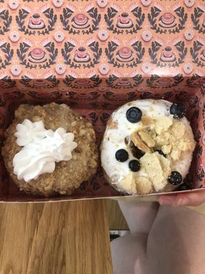 Peach cobbler and blueberry lemon cheesecake donuts  at Brammibal's Donuts - KaDeWe in Berlin