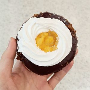 donut "Dominostein" - close-up at Brammibal's Donuts - KaDeWe in Berlin